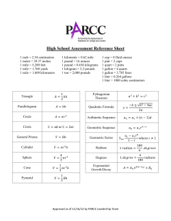 PARCC High School Assessment Reference Sheet