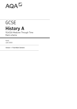 GCSE History A Mark scheme Unit 01 - (A) Medicine through
