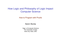 How to Program with Proofs - Mathematical Sciences Home Pages