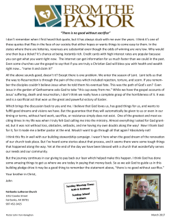 March 2017 - From the Pastor