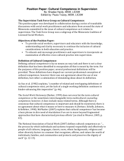 Position Paper: Cultural Competence in