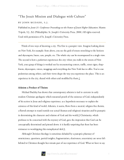The Jesuit Mission and Dialogue with Culture