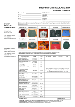 PREP UNIFORM PACKAGE 2014 - St Mary MacKillop Primary School