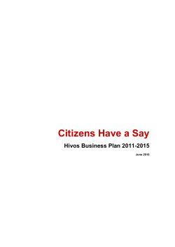Hivos Business Plan 2011-2015 (English translation) DRAFT