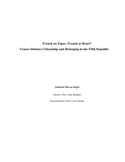 French on Paper, French at Heart? France Debates Citizenship and