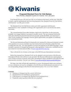 Proposed Standard Form for Club Bylaws