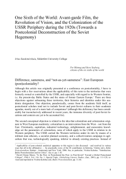 One Sixth of the World: Avant-garde Film, the Revolution of