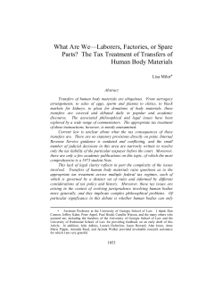 The Tax Treatment of Transfers of Human Body Materials