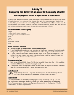Activity 7.2 Comparing the density of an object to the density of water