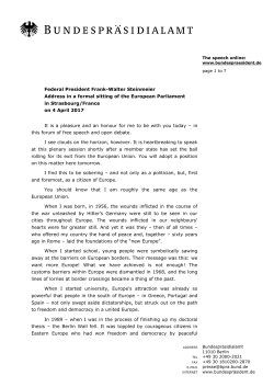 Formal sitting of the European Parliament