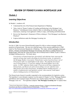 review of pennsylvania mortgage law