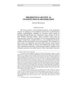 Presidential Review as Constitutional Restoration
