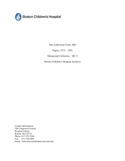 Rita Littlewood Teele, MD Papers, 1972 – 1992 Manuscript Collection