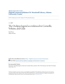 The Oedipus legend as evidenced in Corneille, Voltaire, and Gide