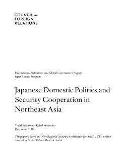 Japanese Domestic Politics and Security Cooperation in Northeast