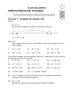 Exploring addition Addition/Subtraction Strategies Exercise 1