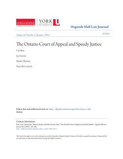 The Ontario Court of Appeal and Speedy Justice