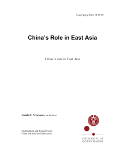 China`s Role in East Asia China`s role in East Asia