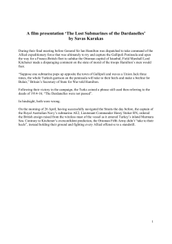A film presentation `The Lost Submarines of the Dardanelles` by