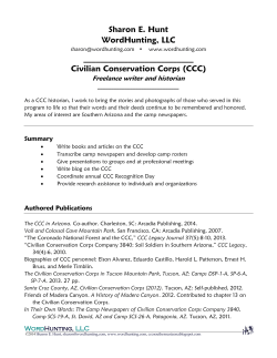 Sharon E. Hunt WordHunting, LLC Civilian Conservation Corps (CCC)