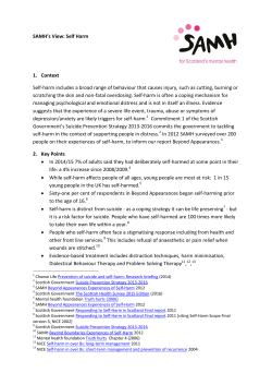 SAMH`s View: Self Harm 1. Context Self