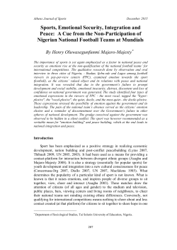 Sports, Emotional Security, Integration and Peace