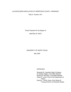 Slaveholders and Slaves of Hempstead County, Arkansas