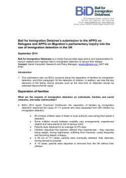 Bail for Immigration Detainee`s submission to the APPG on