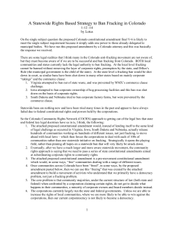 A Statewide Rights Based Strategy to Ban Fracking in Colorado