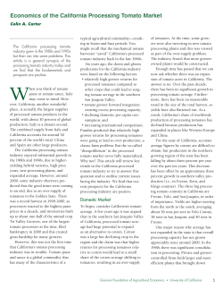 Economics of the California Processing Tomato Market