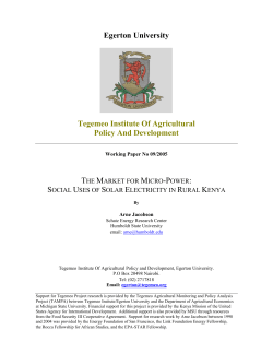 The Market for Micro-Power: Social Uses of Solar Electricity in Rural