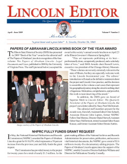 PAPERS OF ABRAHAM LINCOLN WINS BOOK OF THE YEAR