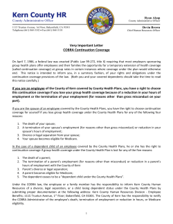 COBRA Notification: Kern County Health Benefits
