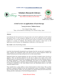 A brief review on applications of leech therapy