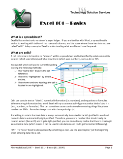 Excel 101 &ndash; Basics