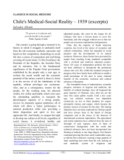 Chile`s Medical-Social Reality &ndash; 1939 (excerpts)