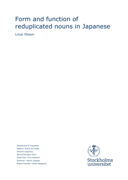 Form and function of reduplicated nouns in Japanese