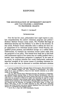 Reconciliation of Retirement Security and Tax Policies: A Response