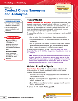 Context Clues: Synonyms and Antonyms