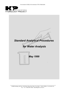 Standard Analytical Procedures for Water Analysis