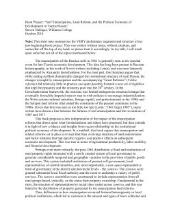 Book Project: &ldquo;Serf Emancipation, Land Reform, and the Political
