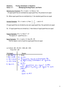 1 The square of = quantities are =. Roots Postulate: If