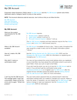 My CBE Account FAQs