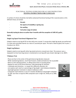 ACL Functional Testing Screens