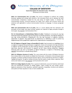 Course Descriptions - Adventist University of the Philippines