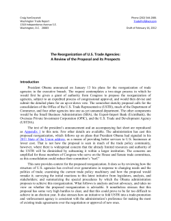 The Reorganization of US Trade Agencies