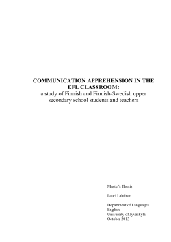 COMMUNICATION APPREHENSION IN THE EFL CLASSROOM: a