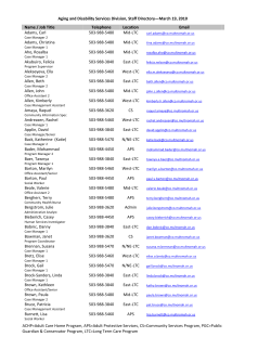 Aging and Disability Services Division, Staff Directory&mdash;March 19