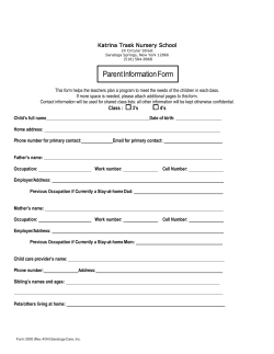 Parent Information Form - Katrina Trask Nursery School