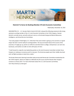 Heinrich To Serve As Ranking Member Of Joint Economic Committee